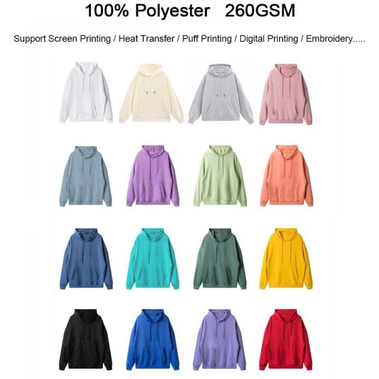 100% polyester 260gsm custom logo embroidered designer puff printing hoodie unisex blank oversized mens custom hoodies