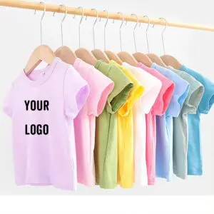 100% combed cotton kids tee tshirts screen printed plain blank white baby boys girls t-shirts with logo