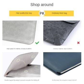 Wholesale slim pu leather envelope laptop carrying protective sleeve pouch bag case for macbook pro air 13.3-15.4 inch