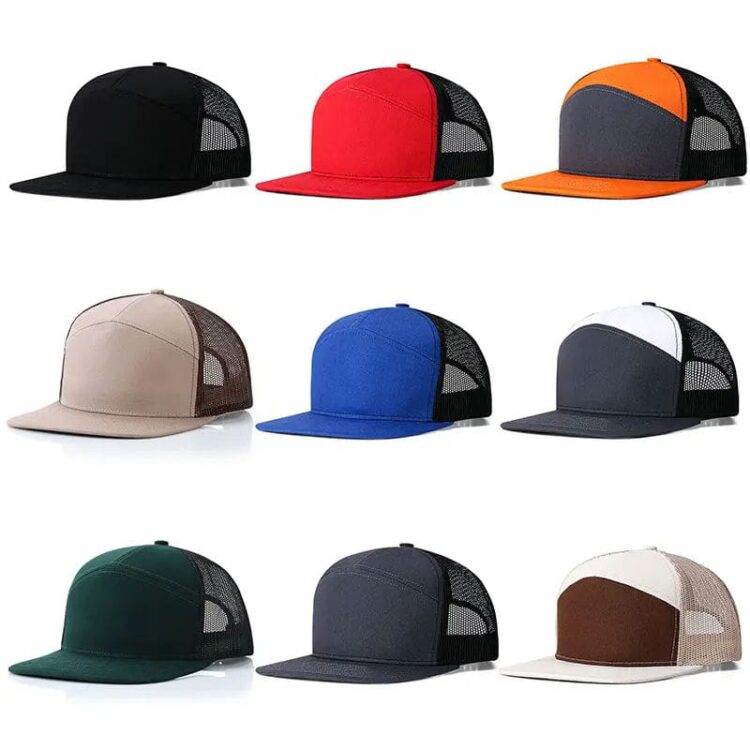 Customized logo richardson 168 cotton trucker hat breathable 7 panel flat brim baseball cap wholesale