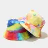 5 colors printed warm plush fuzzy fisherman hat wholesale women winter faux rabbit fur bucket tie die hat