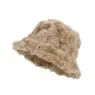 Wholesale autumn winter vintage pineapple faux fur fisherman hat cap female warm plush fluffy fuzzy bucket hat for woman