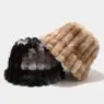 Wholesale women winter fluffy fuzzy bucket hat tie dye vertical stripes plush fisherman cap winter warm faux fur bucket hat