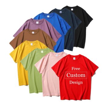 Custom dtg silk screen 3d printed heavyweight 100% cotton oversized unisex men round neck 240gsm t-shirts for men