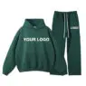 Hot sale custom printed dtg silk screen 350gsm 100% cotton polyester streetwear gym hoodies sweatpants tracksuits for men