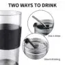 Double wall glass tumbler - 14-ounce, all glass reusable insulated tea/coffee mug & lid, hand blown glass travel mug