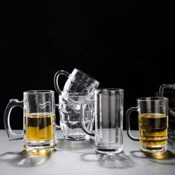 Beer mugs wholesale 500ml 24oz high white quality beer glass mugs with handle beer steins and soft drinks