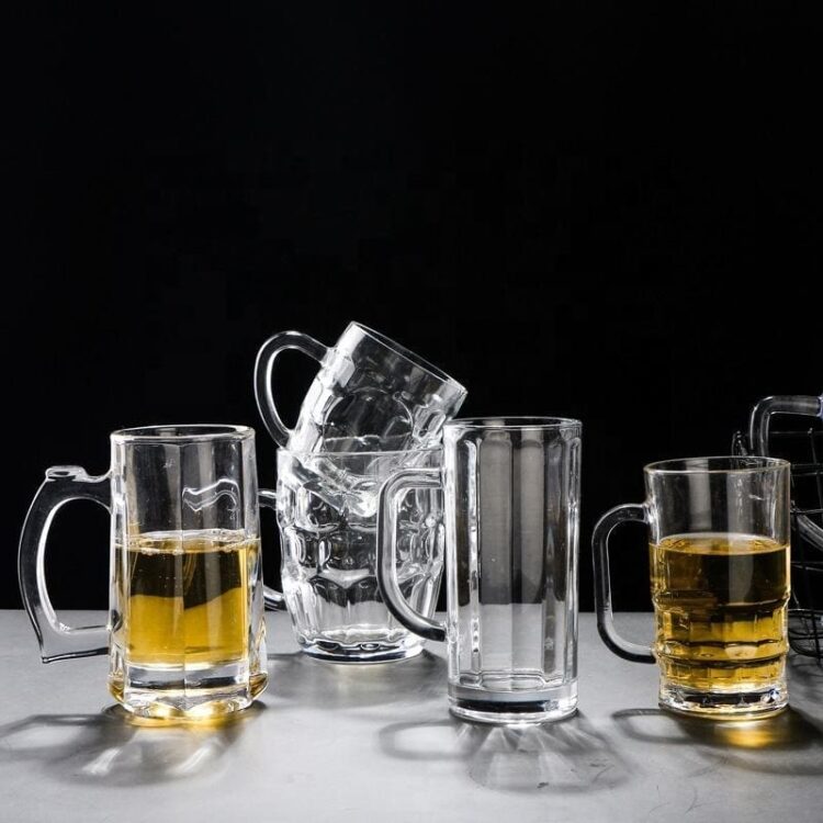 Beer mugs wholesale 500ml 24oz high white quality beer glass mugs with handle beer steins and soft drinks