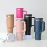 Custom 40oz travel coffee mug 40 oz stainless steel insulated vacuum tumblers with handle and straw