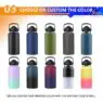 Custom tumbler colorful lid 18oz 22oz 32oz powder coated double wall vacuum insulated stainless steel water bottle with straw