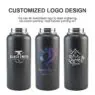 Custom logo colorful lid 18oz 22oz 32oz powder coated double wall vacuum insulated stainless steel water bottle