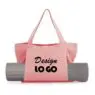 Custom women's cotton canvas yoga mat tote shopping gift travel beach gym fitness duffle towel shoulder shopper grocery bags