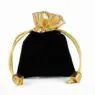 Customized logo velvet bag with gold rim flannelette promotion drawstring bag gift jewelry bag with gold open