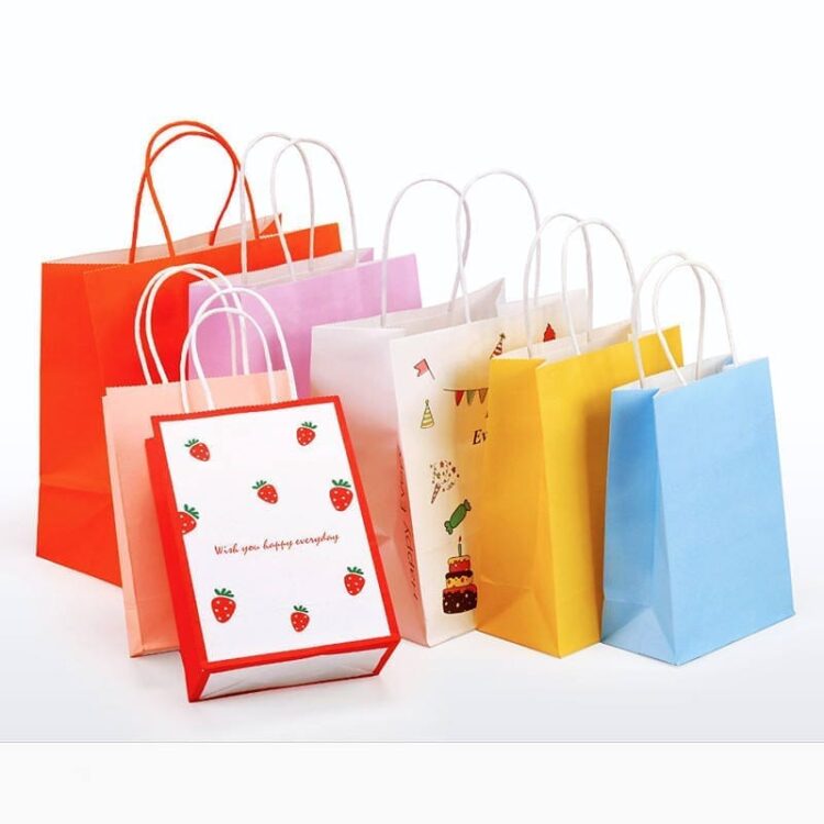 Eco-friendly recyclable cheap twist handle square bottom paper bag custom logo food paper bag packaging