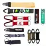 Custom logo polyester short wrist strap key chain lanyards carabiner short lanyard with printing logo