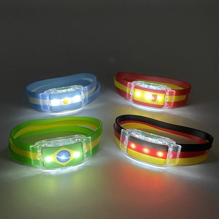 Hot selling led luminous silicone national flag bracelet for sports events