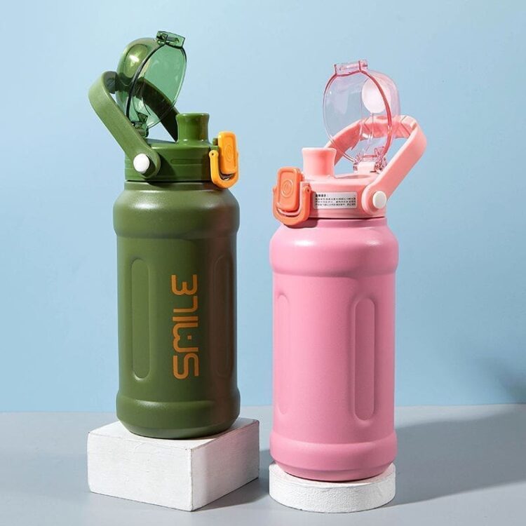 1000ml custom logo wide mouth bpa free vacuum insulated stainless steel water bottle with straw lid