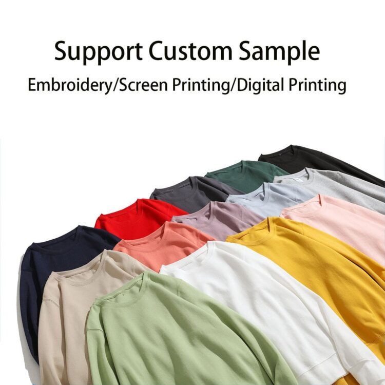 Custom 300gsm cotton terry unisex oversized crewneck sweatshirt men puffer printed sweatshirt hoodie