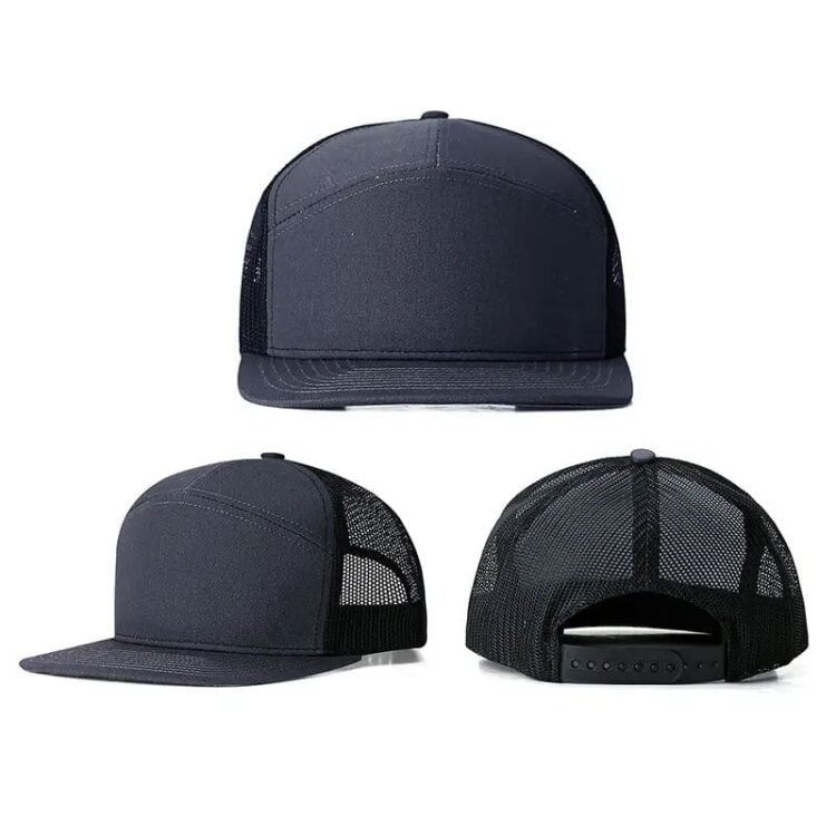 Customized logo richardson 168 cotton trucker hat breathable 7 panel flat brim baseball cap wholesale