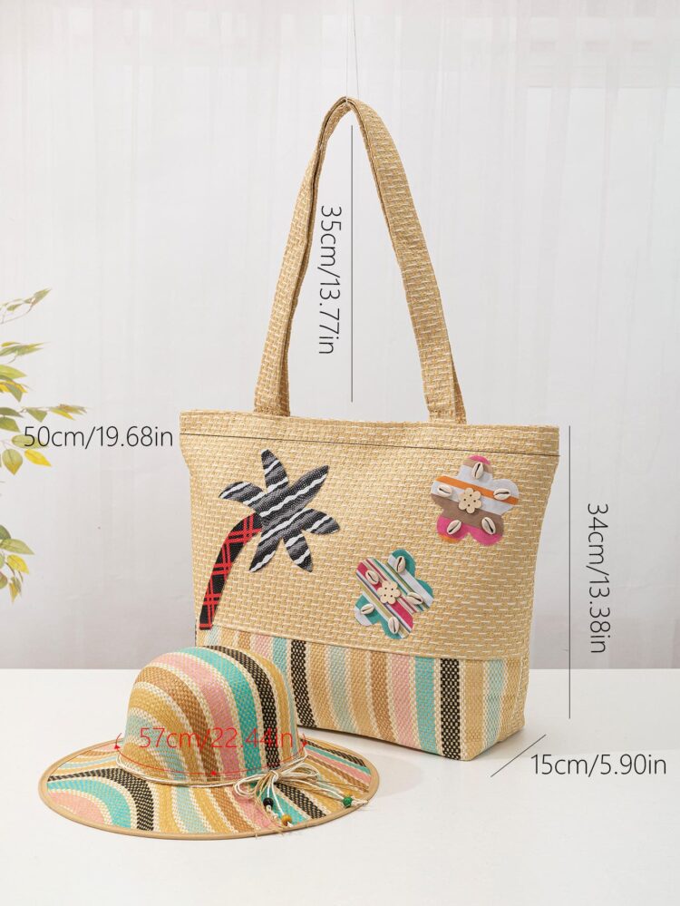 New arrival shoulder beach tote bag large handbag woven paper straw decorative beach bags