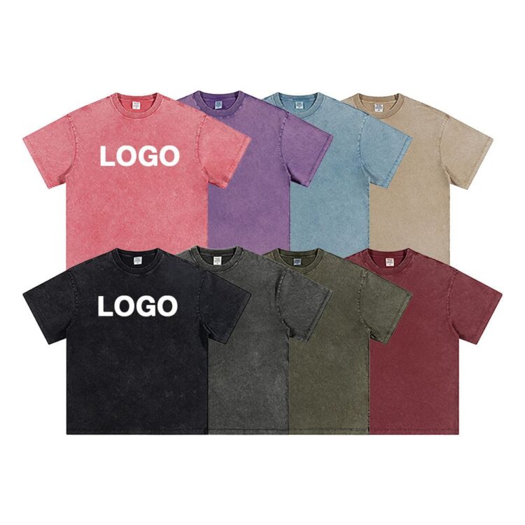 Custom branded dtg 270gsm heavyweight 100% cotton men oversized drop shoulder acid wash batik premium t shirt clothing