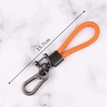 Hand woven rope keychain for men women rotatable luxury leather rope key chains horseshoe buckle car key ring holder accessories