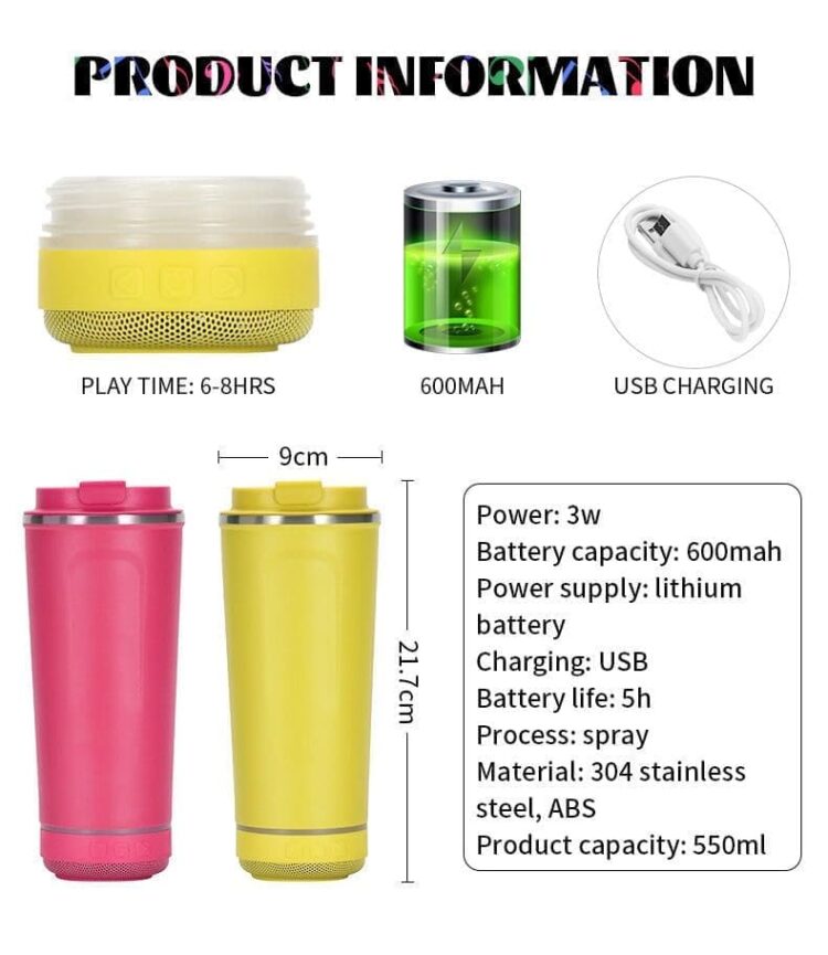 New arrival custom company logo bluetooth tumblers play music cup straight tumbler 18oz skinny tumblers with bluetooth speaker