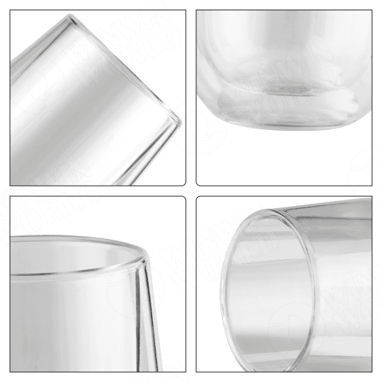 New arrival glass coffee mugs, double wall insulated borosilicate glass cups set custom logo
