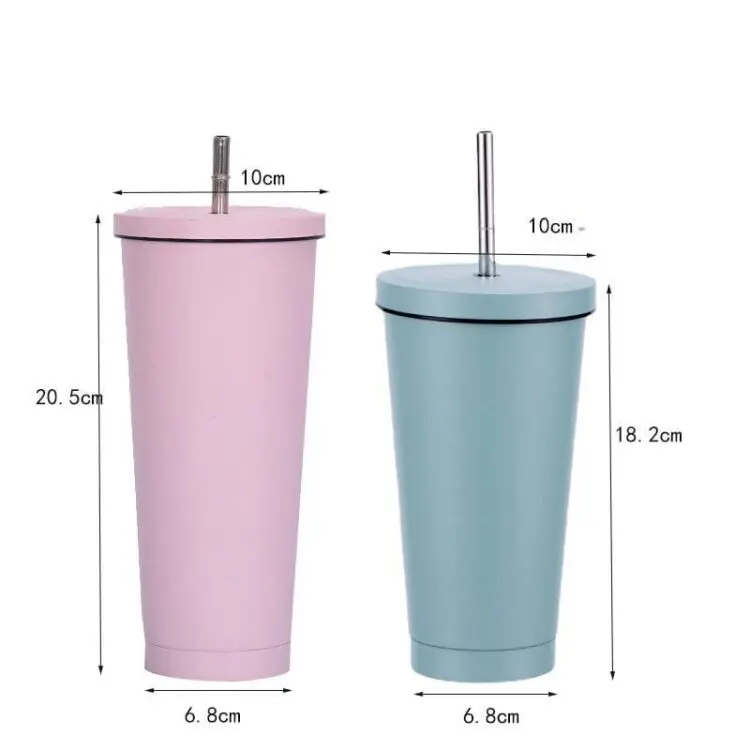 Stainless steel drinking cups coffee mug with lid double wall vacuum insulated tumbler with straw sippy cup