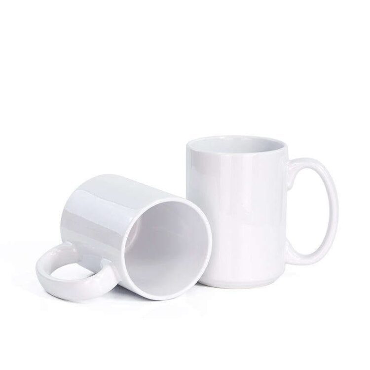 Personalized custom logo porcelain plain 15 oz plain big white ceramic cup tea coffee mugs for sublimation printing