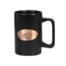 Ceramic logo custom stoneware copper medallion matte black mug