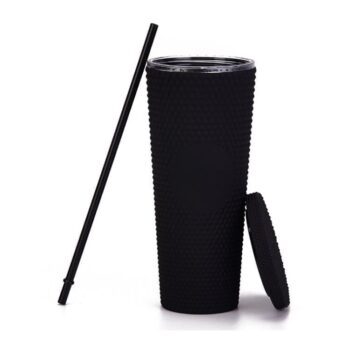 Wholesale bulk reusable diamond colorful plastic studded cup double wall 24 oz tumbler with lid and straw