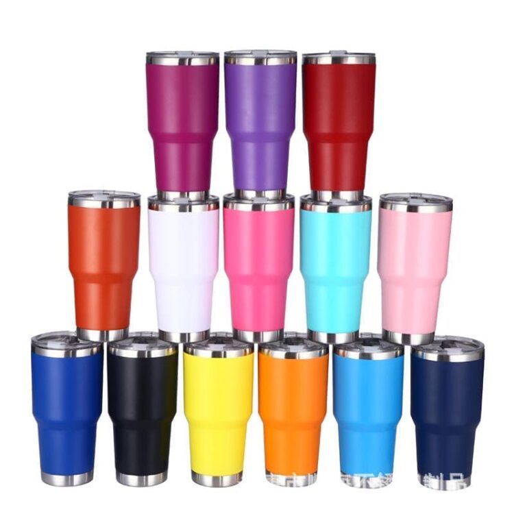 Wholesale tumblers 30oz 20oz stainless steel tumbler vacuum insulated slip lid with custom pack flask with straw black