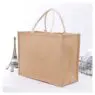 Eco friendly laminated jute bag burlap reusable linen beach bag hessian shopping tote bags with custom logo