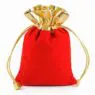 Customized logo velvet bag with gold rim flannelette promotion drawstring bag gift jewelry bag with gold open