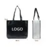Customized new style tote woven shopping bags corner non-woven laminated reusable feature logo printing pp packaging