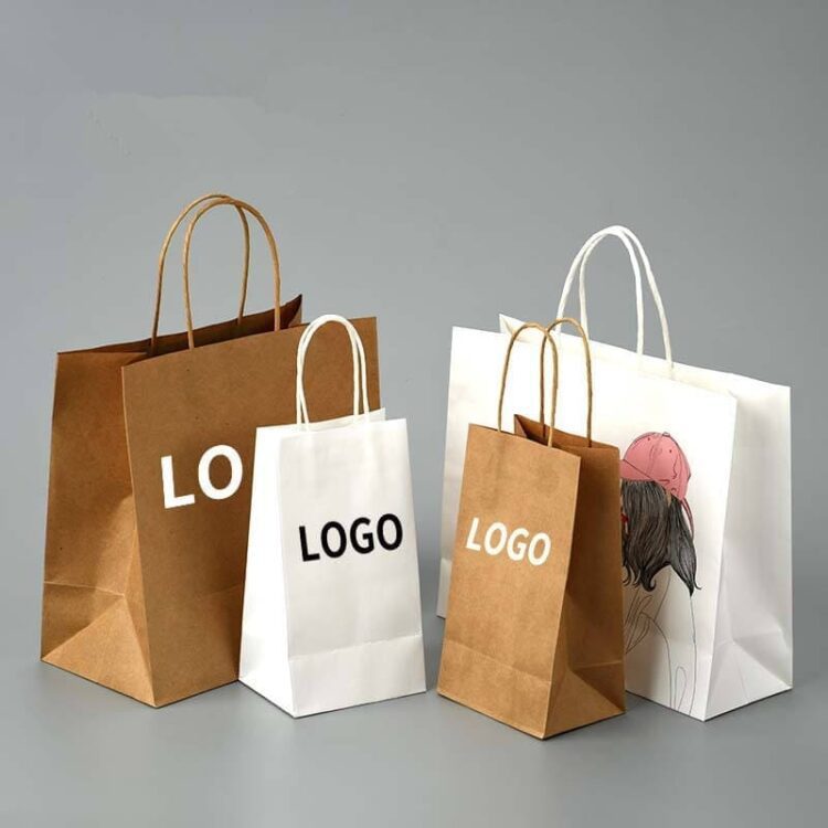Eco-friendly recyclable cheap twist handle square bottom paper bag custom logo food paper bag packaging