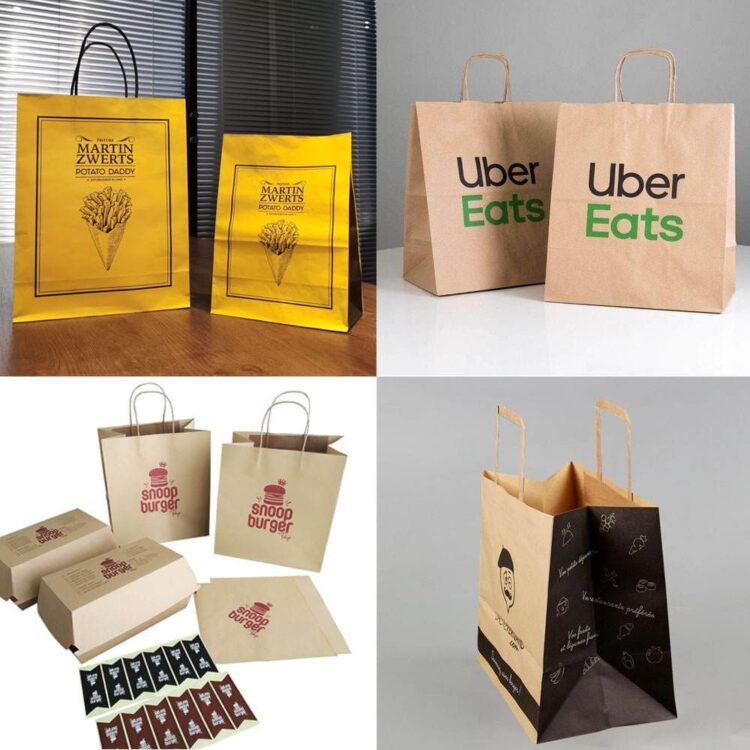 Customized paper gift bag with handles, paper bag thank you bags for boutique, personalizadas bolsas de papel kraft al por mayor