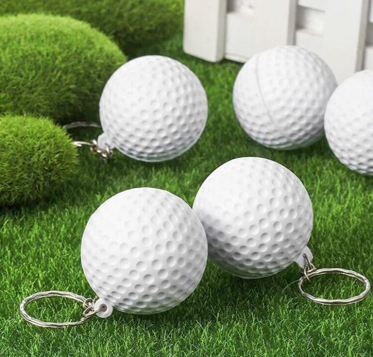 Hot selling small golf ball keychain customized metal 3d eva keychain