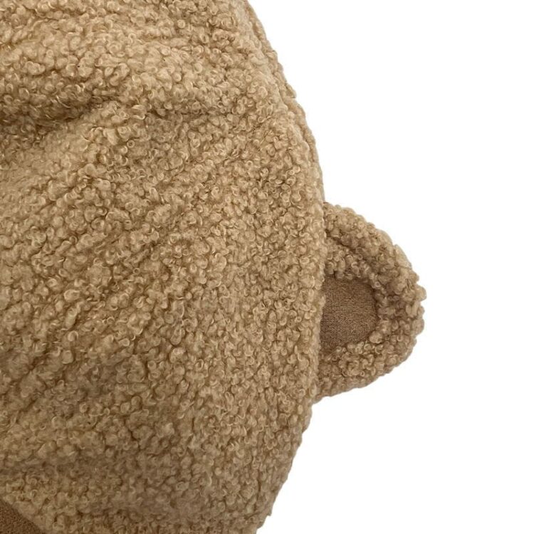 Custom logo cute bear fuzzy winter hats lovely thickness warm furry fur bucket hat