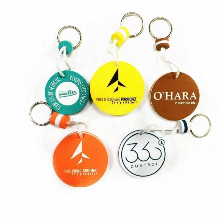 Custom logo shape cylindrical printed logo boat key chain eva materia nautical foam floating keychain