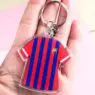 Cheap recycled plastic shirt shaped sublimation soccer jersey keyrings