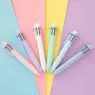 Wholesale novelty cute 6-in-1 colors abs plastic ball point pen with selling custom printed logo for student stationery gift