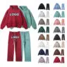 High quality 350gsm 500gsm luxury heavyweight fleece cotton polyester custom printed men hoodies sweatpants tracksuits