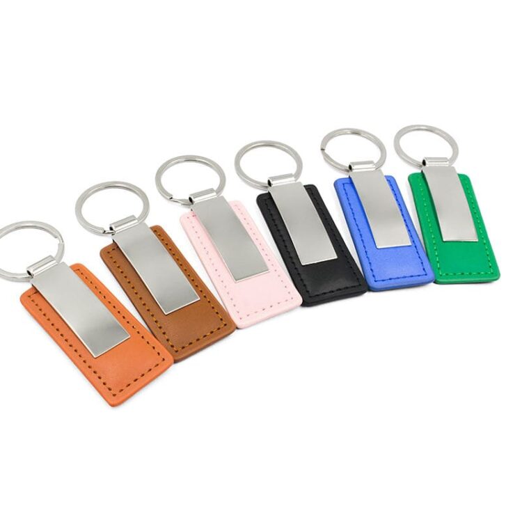 Leather keychain custom logo stainless steel luxury designer key chain keyring key ring luxury laser logo car keychain