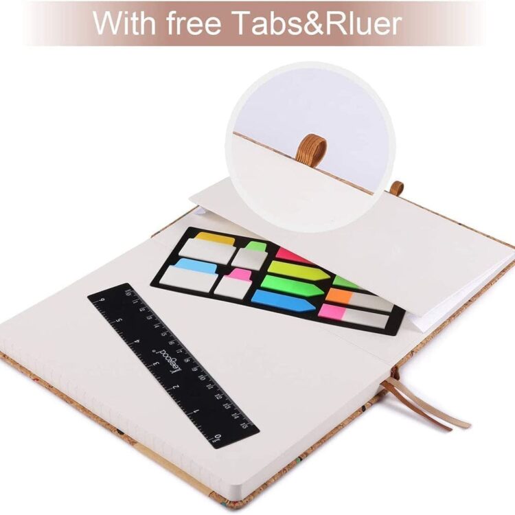 Custom logo eco-friendly a5 notebook with cork cover- premium lined paper- inner pocket & elastic band
