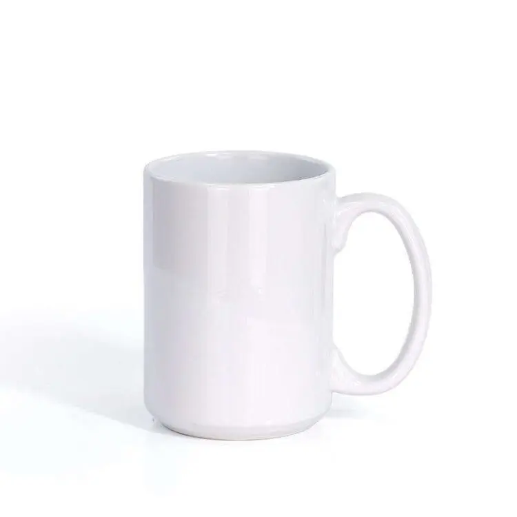 Personalized custom logo porcelain plain 15 oz plain big white ceramic cup tea coffee mugs for sublimation printing