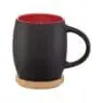 Custom logo printed 14 oz classic c handle mugs 15 oz hearth ceramic mug with wood lid/coaster