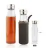 Most popular products heat resistant 750ml glass water bottle with neoprene cover or tea strainer bottle