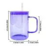 Wholesale bulk 17oz jelly glass camper mug with colored pp lid tea milk beer crystal clear sublimation glass mug with pp lid